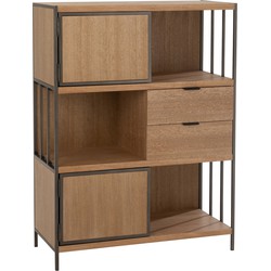 J-line - Kast Verschillende Compartimenten Hout/metaal Naturel - 90x40x120.5cm