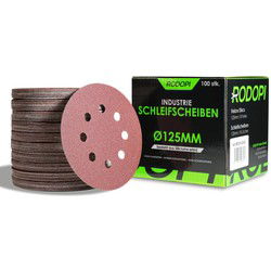 Rodopi® 100x Mix Schuurpapier 125mm - 8 gats Excentrisch Schuurmachine