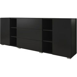 Meubella - Dressoir Bonzo - Mat zwart - 190 cm