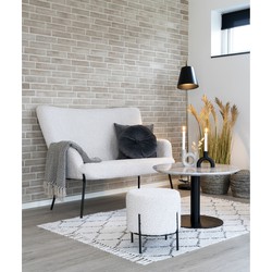 Salontafel MDF Wit/Zwart Ø70cm - Marmerlook - Tafel Bolzano