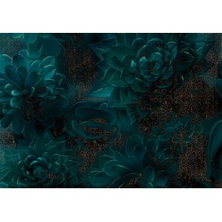 Sanders & Sanders fotobehang bloemen petrolgroen - 400 x 280 cm - 611862