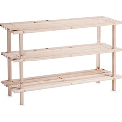 Zeller Houten schoenenkast/schoenenrek 3-laags - 80 x 26 x 49 cm - Schoenenrekken