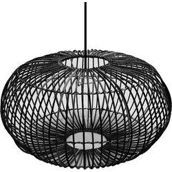 Groenovatie Rotan / Rieten Hanglamp, Handgemaakt, Zwart, ⌀40 cm