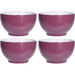 Excellent Houseware Soepkommen/schaaltjes - 4x - Venice - keramiek - D14 x H8 cm - paars - Kommetjes