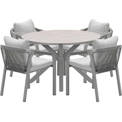 Garden Impressions Tarera tuinset 5-delig dakar sand - Tulli tuintafel Ø122x75 cm - light teak vironwood