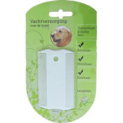 Vlooienkam tweezijdig plastic wit
