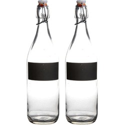 Cuisine Elegance set van 2x stuks weckfles met krijtbord vakje en beugelsluiting 980 ml - Weckpotten