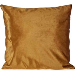 Bank/sier kussens voor binnen in de kleur velvet goud 45 x 45 cm - Sierkussens