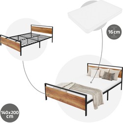 ML-Design metalen bed zwart, 200x140 cm, gemaakt van stalen frame