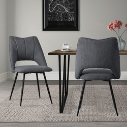 Eetkamerstoel set van 2 grijs gestoffeerd incl. montagemateriaal Gestoffeerde stoel Keukenstoel ML design