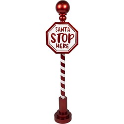 Clayre & Eef Kerstdecoratie Sign 20x16x107 cm Rood IJzer SANTA STOP HERE