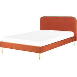 Beliani FLAYAT - Tweepersoonsbed-Oranje-Fluweel