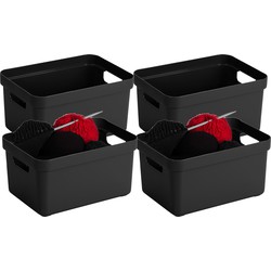 8x stuks zwarte opbergboxen/opbergmanden 5 liter kunststof - Opbergbox