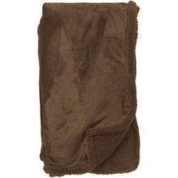 Dutch Decor STANLEY - Plaid 150x200 cm - fleece deken met teddy en fleece - Chocolate Martini - donkerbruin - Dutch Decor