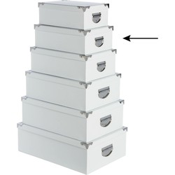 5Five Opbergdoos/box - wit - L32 x B21.5 x H12 cm - Stevig karton - Whitebox - Opbergbox