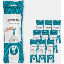 PerfectFit afvalzak met trekbandsluiting, code W, 5 liter, 20 stuks/rol - White