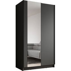 Meubella - Kledingkast Salta - Zwart - 100 cm - Met spiegel