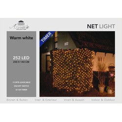 Boomverlichting lichtnet met timer warm wit 200 x 140 cm - kerstverlichting lichtnet