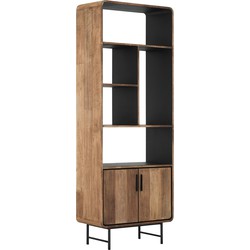 DTP Home Bookcase Evo, 2 doors, 5 open racks,220x80x40 cm, recycled teakwood