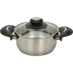 Excellent Houseware Kookpan met deksel - RVS/glas - 1.4L - D16 x H7.5 cm - Kookpannen