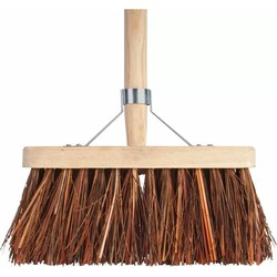 Talen Tools Buitenbezem - natuurvezel - 28 cm - 130 cm tuinbezem - Bezem