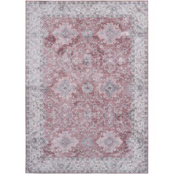 Vercai Rugs Fenix Collectie - Laagpolig Vloerkleed - Modern Tapijt met Vintage Ontwerp - Chenille - Roze - 120x180 cm