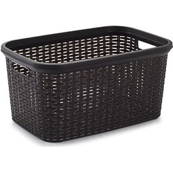 Kunststof open rotan wasmand van 35 liter in het donkerbruin 53 x 36 x 26 cm - Wasmanden