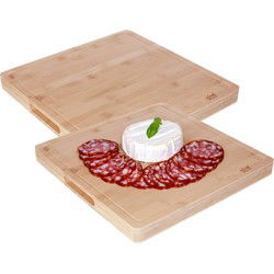 5five Grote snijplank - 2x - vierkant - 37 x 3,5 cm - bamboe - serveerplank - Snijplanken