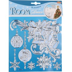 Raamstickers/raamdecoratie - kerst - kerstklokken - sneeuwvlokken - 18x24 cm - Feeststickers