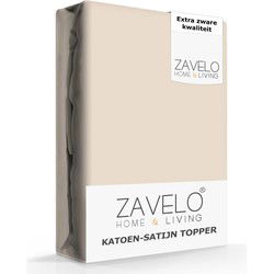 Zavelo Deluxe Katoen-Satijn Topper Hoeslaken Zand-Lits-jumeaux (180x220 cm)