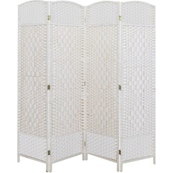 LW Collection LW Collection Kamerscherm 4 panelen rotan wit 170x160cm - paravent - scheidingswand