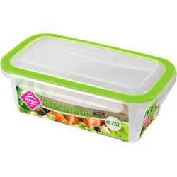 2x Voedsel plastic bewaarbakje 0,75 liter transparant/groen - Vershoudbakjes