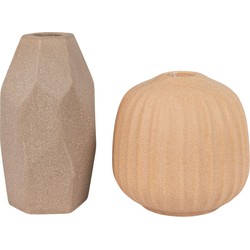 Vase and Candle Holder - Vase and candle holder in ceramic, brown, set of 2