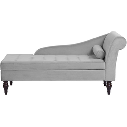 Beliani PESSAC - Chaise longue-Grijs-Fluweel