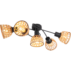 Globo 5-lichts Rotan - Rooster Hanglamp - Plafondspots- Zwart