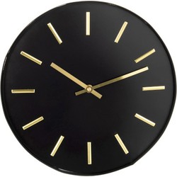 Moderne klok zwart met goud 30 cm