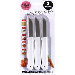 Haushaltshelden keukenmesjes/schilmesjes - 3x - RVS - wit - 16 cm - Schilmessen