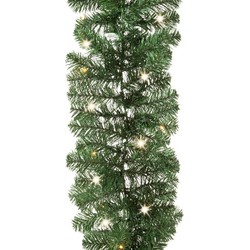 Groene kerstdecoratie dennenslingers met licht 270 cm - Guirlandes