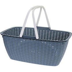 Wasmand met hengsel - donkerblauw - kunststof - 35 liter - 60 x 40 x 30 cm - Wasmanden