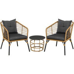 4goodz rotan tuinmeubelset 3-delig. Zitgroep met kussens voor terras balkon