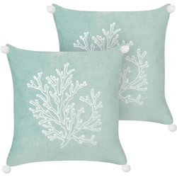 NORI - Sierkussen set van 2 - Mintgroen - 45 x 45 cm - Fluweel