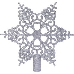 Zilveren kerstboompiek open ster 19 cm - kerstboompieken