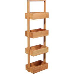 5Five Doucherekje/badkamerrekje - bamboe - 4 lagen - 25 x 16 x 88 cm - Badkamerkastjes