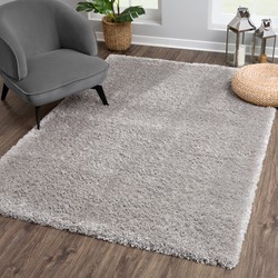 Tapijtenloods Porto Soft Fluffy Vloerkleed Hoogpolig Effen Grijs- 200X290 CM