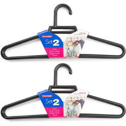 Kledinghangers - 12x - zwart - kunststof - 41 cm - kledingkast - Kledinghangers