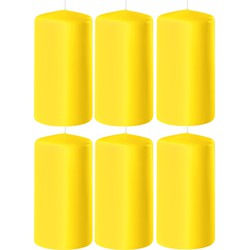 8x Kaarsen geel 6 x 15 cm 58 branduren sfeerkaarsen - Stompkaarsen