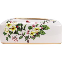 Fine Asianliving Chinese Tissuebox Porselein Wit Bloemen B23xD9xH14cm