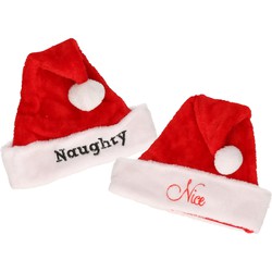 Kerstmutsen set - Nice en Naughty - voor volwassenen - pluche - Kerstmutsen