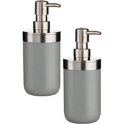 3x stuks zeeppompje/dispenser roestvrij metaal grijs/zilver 350 ml met formaat 9 x 8 x 17 cm - Zeeppompjes