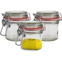 Weckpot/inmaakpot - 3x - glas - 100 ml - beugelsluiting - transparant - Weckpotten